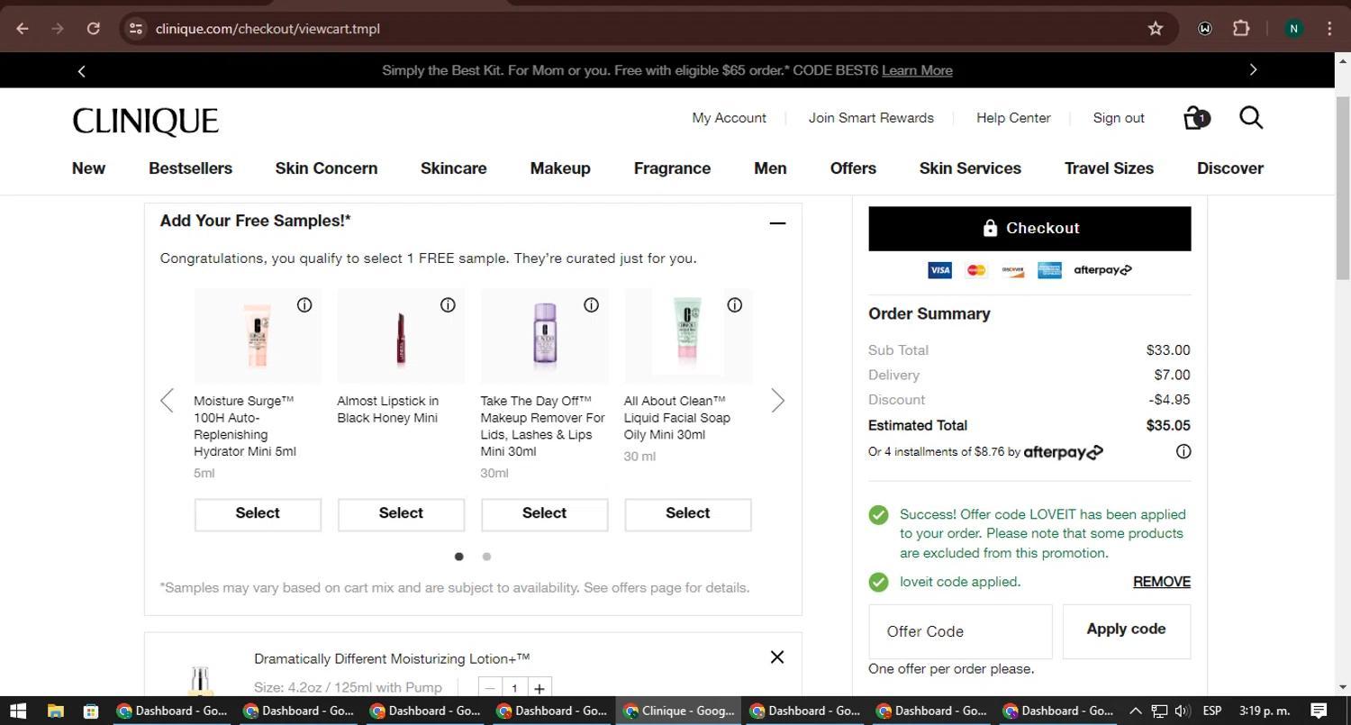 How to apply Clinique coupon code